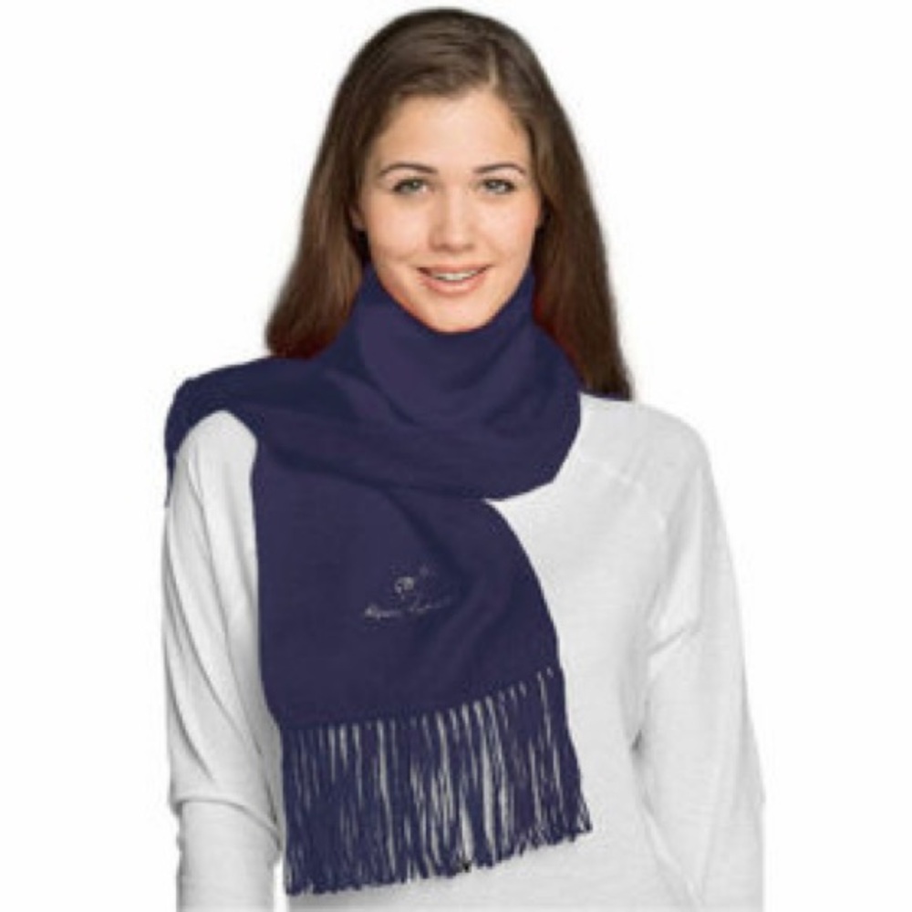Alpaca Camargo Scarf Navy Fringe Logo Peru